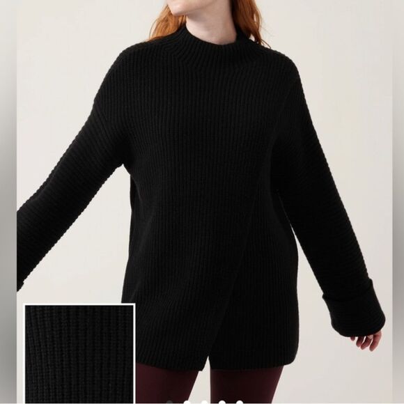 Athleta Tops - NWT Athleta Azalea Merino Wool Cashmere Oversized Sweater in Black XXS